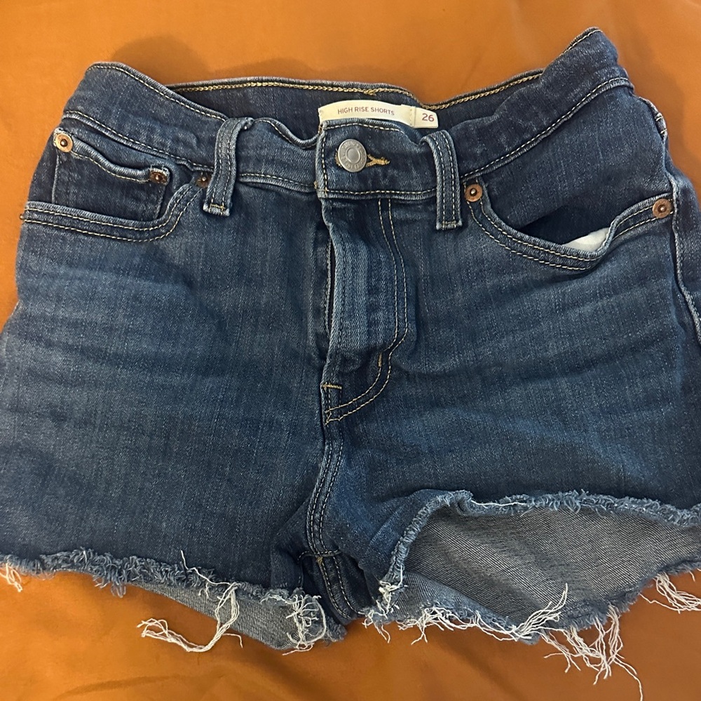 LEVIS High-Rise Dark Blue Denim Women's Shorts